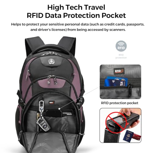 Swissdigital Design Laptop Backpack for Men with USB Charging Port SD803-85 - color: Light Purple/Black