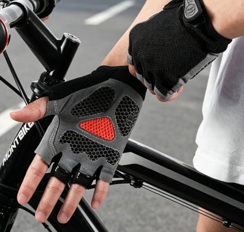 1 Pair Half Finger Cycling Gloves, Breathable Non-Slip Padded Workout Gloves, Lightweight Outdoor Sports Gloves - size: Large