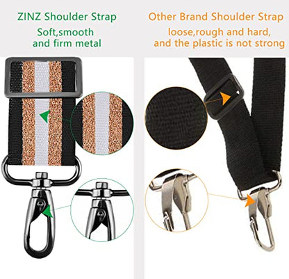 ZINZ Bag Shoulder Strap, Padded Adjustable Shoulder Strap Replacement - color: Black Gold, size: 57"