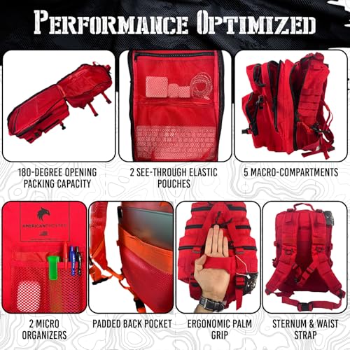 AMERICANPHOENIX 45L Elite Tactical Backpack | 3X Stronger Work & Military Backpack | Water Resistant and Heavy Duty | 3 Day MOLLE Bug Out Bag (Scarlet Sage) - color: Scarlet Sage