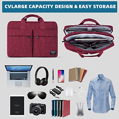 KINGSLONG 17.3 inch Laptop Briefcase Bag for Men Women, Laptop Shoulder Bag with Shoulder Strap, Water Resistant Business Crossbody Bag, Computer Bag for Asus Acer Dell Thinkpad, Red - color: Red
