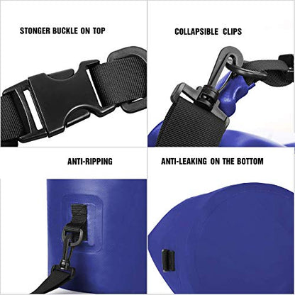 Unigear Dry Bag Waterproof, 2L/5L/10L/20L/30L/40L Floating and Lightweight Bags for Kayaking, Boating, Fishing, Swimming and Camping with Waterproof Phone Case - color: Blue, size: 2L