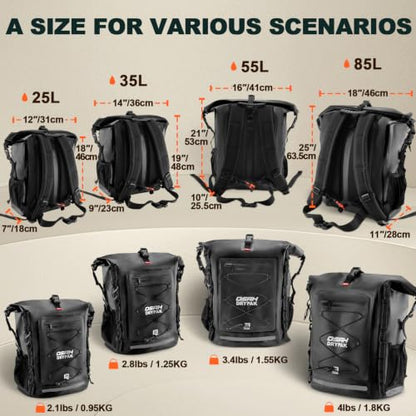 OSAH DRYPAK Waterproof Backpack Dry Bag 25L/35L/55L/85L – Heavy Duty Roll-Top Hiking Backpack Sack Keeps Gear Dry for Travel, Kayaking, Boating, Camping, Rafting and Fishing - color: Black, size: 25L
