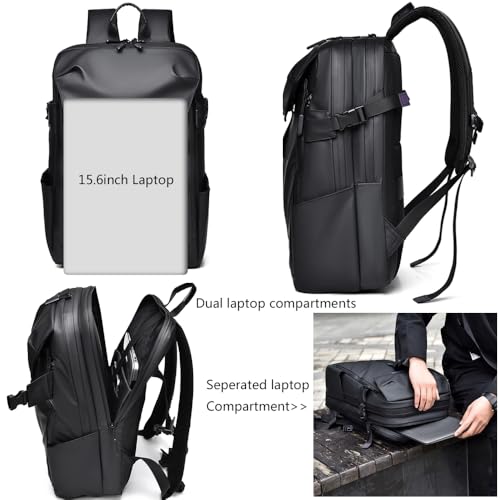 Unisex Business Laptop Backpack 17.3" With Helmet Holder High Capcity Travel Sports Backpack Waterproof Rucksack with Basketball Compartment for Men Women Teenager (Blue)