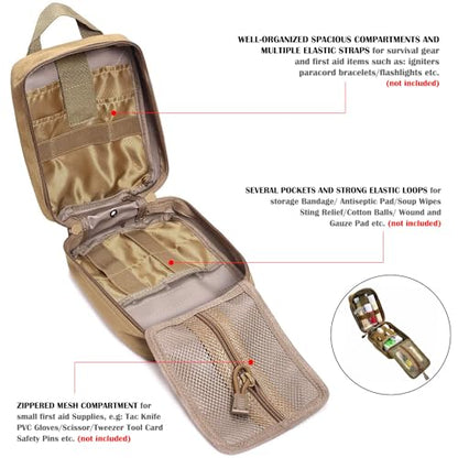 Molle ifak Pouch Empty First aid kit Bag for Outdoor Tactical Medical Pouch - color: TAN