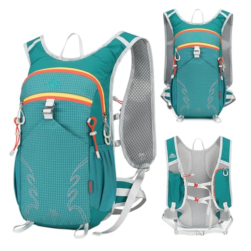 18L Lightweight Hiking Backpack, Breathable Daypack with Rain Cover, Reflective Ultralight Camping Bag for Men Women, Hydration Outlet for Outdoor Travel - color: Lake Blue