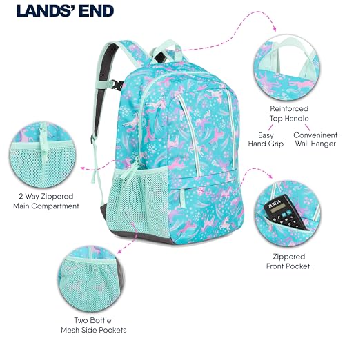 Lands' End Unisex Kids Medium ClassMate Lightweight Durable Elementary School Backpack, Ceramic Blue - color: Ceramic Blue