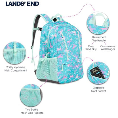 Lands' End Unisex Kids Medium ClassMate Lightweight Durable Elementary School Backpack, Ceramic Blue - color: Ceramic Blue