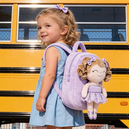 Gloveleya Toddler Backpack Baby Ballerina Girl Gifts Plush Curly Hair Ballet Backpack - White Purple 9 inches - color: A01 White Purple Backpack, size: 9 inches