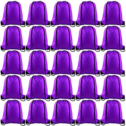 KUUQA 25Pcs Purple Drawstring Backpack Bulk - color: Purple