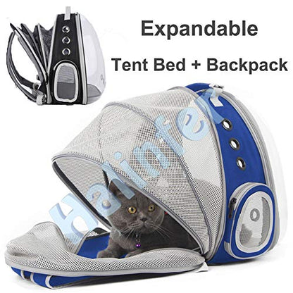 Back Extension Cat Travel Carrier Backpack (Blue, Clear Window) - color: Blue