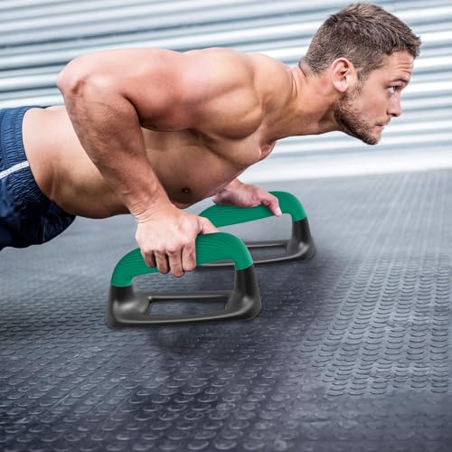 Kipika Push Up Bars, Pushup Stands With Thickened Soft Plastic Handle, Stable and Non-Slip Base, Pushup Handles Perfect for Floor Strength Training - color: E: Black & Green
