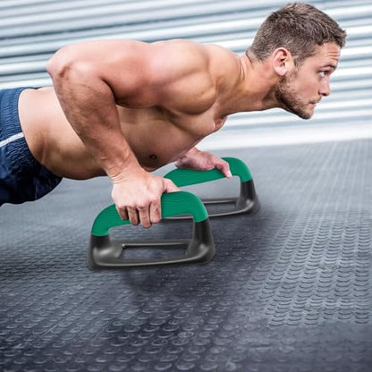 Kipika Push Up Bars, Pushup Stands With Thickened Soft Plastic Handle, Stable and Non-Slip Base, Pushup Handles Perfect for Floor Strength Training - color: E: Black & Green