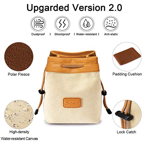 S-ZONE Soft Camera Bag DSLR Insert Handbag Drawstring Lens Case Compatible with Canon Nikon Sony - color: Brown, size: Large
