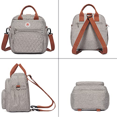 Insulated Lunch Bag Rucksack for Women/Men, 3 carrying way Lunch Tote, Large Waterproof Cooler Box with Side pockets for Adults, Work, Beach, Picnic, Grey - color: Gray