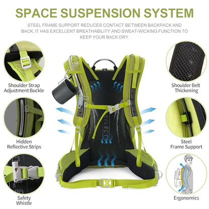 IX INOXTO Hiking Backpack, 26L/40L Waterproof Hiking Daypack with 3L Water Bladder and Rain Cover, Lightweight Travel Camping Backpack for Men Women (Fruit Green) - color: Fruit Green