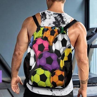 Colorful Soccer Balls Sports Bundle Pocket Wet Dry Separation Backpack