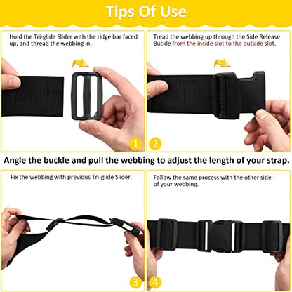 6 Pcs Quick Side Release Buckle, 12 Pcs Tri-Glide Slide、 6 Pcs Metal D-Rings,Dual Adjustable, No Sewing Required Suitable for 1 inch Wide Nylon Webbing (1 inch Buckle Combo Set) - color: 1" 6 Pcs Buckle Set