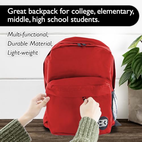 BAZIC 1052 Classic Backpack, Red, 17" - color: Red, size: 17"