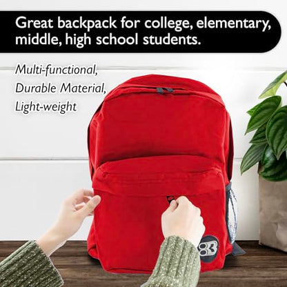 BAZIC 1052 Classic Backpack, Red, 17" - color: Red, size: 17"