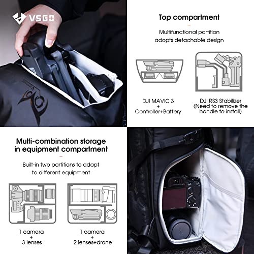 VSGO Black Snipe Camera Backpack 16L – Lightweight 1.1kg Professional DSLR/SLR Photography Bag for Sony, Canon, Nikon Cameras, DJI Stabilizers, Travel & Outdoor Use - size: 16L