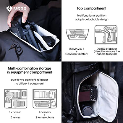 VSGO Black Snipe Camera Backpack 16L – Lightweight 1.1kg Professional DSLR/SLR Photography Bag for Sony, Canon, Nikon Cameras, DJI Stabilizers, Travel & Outdoor Use - size: 16L
