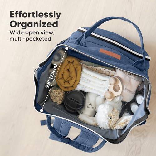 KeaBabies Baby Diaper Bag Backpack - Large Baby Bag for Boys, Girls, Waterproof Multi Function Travel Diaper Backpack with Changing Pad, Durable Travel Essentials for Moms and Dads (Navy Blue) - color: Navy Blue