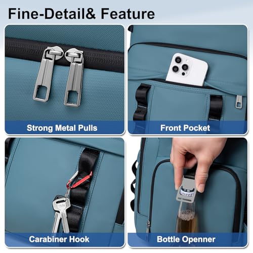 Weitars Insulated Cooler Backpack,Double Deck Waterproof Soft Cooler Bag,Backpack Coolers Leak Proof Lunch Backpack for Men Women for Travel,Camping,Picnic,Beach,Picnic,Outdoor 31L/52 Can - color: Blue