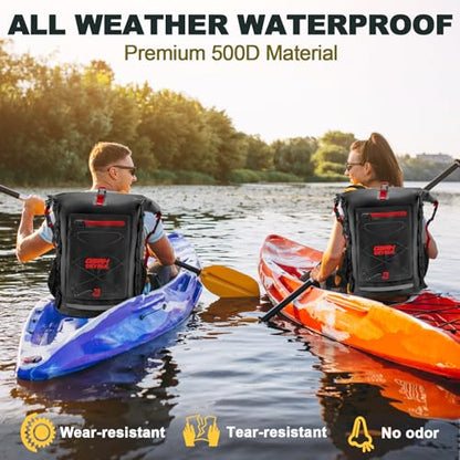OSAH DRYPAK Waterproof Backpack Dry Bag 25L/35L/55L/85L – Heavy Duty Roll-Top Hiking Backpack Sack Keeps Gear Dry for Travel, Kayaking, Boating, Camping, Rafting and Fishing - color: Black Red, size: 55L