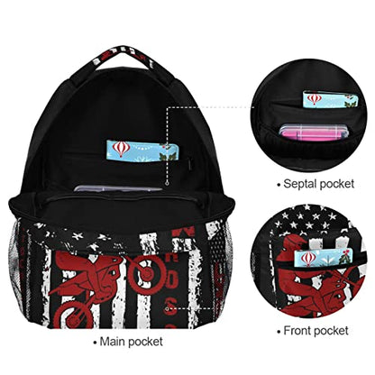 American Flag Motorcycle Backpack Dirt Bike School Bookbag College Shoulder Bag Travel Hiking Camping Daypack for Women Girls Men Boys - color: Motorcycle