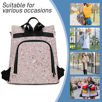 Leopard Print Pink Backpack Purse for Women Anti-Theft Bag Fashion Bags Ladies Shoulder Travel Bag - color: Leopard Print Pink, size: No Custom