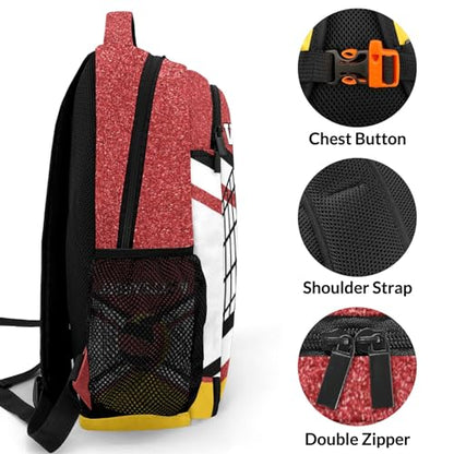Red Gold Volleyball Print Shoulder Backpack Bag for Sports Camping Hiking Travelling - color: Muilti 17