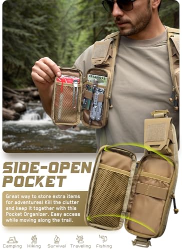 WYNEX Molle Backpack Accessories Pouch of Curve Design Version, Tactical Backpack Strap Pouch Hiking Backpack Attachment Pack - color: Coyote Brown