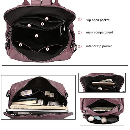Uromee Travel Backpack Purse for Women Vegan Leather Ladies Fashion Tassel Shoulder Bag Convertible - color: 0243 Purple