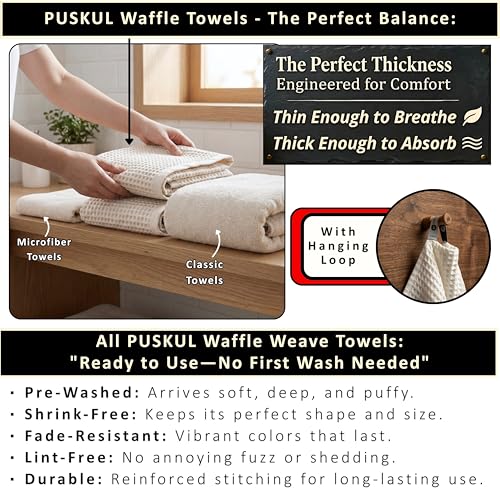 PÜSKÜL Undyed-Raw Waffle Bath Towels Set of 2-Piece | Organic Natural 100% Turkish Cotton Towel | Premium Quality Body Towels for Bathroom & Sauna | 32x63 inch Large Bath Sheet | Earthy Spa Experience - color: Natural Beige