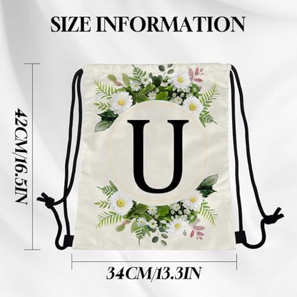 Initial Letter Drawstring Backpack String Sports Gym Bags Waterproof Sackpack Cute for Men Women Beach (13"×17") (Letter-U) - color: Letter-u