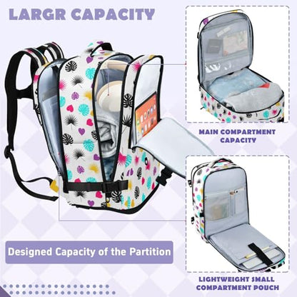 Travel Backpack with Shoe Compartment, 20L Large Capacity Laptop Backpack for Men Women, Colorful Tropical Leaves Daypack for Traveling Hiking Carry On
