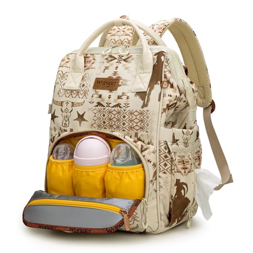 Montana West Wrangler Diaper Bag Backpack Aztec Callie Bag Travel Backpack Purses Western Multi-Function Baby Bags for Mom - color: 3pcs Khaki