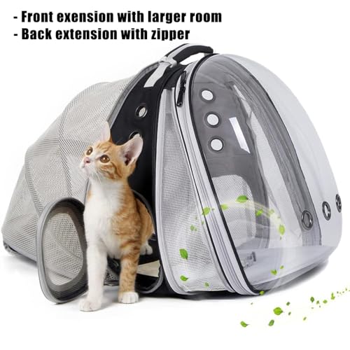 Dual Expandable Cat Backpack Carrier, Fit up to 20 lbs, Expandable Pet Carrier Backpack for Large Fat Cat and Small Puppy - color: Black