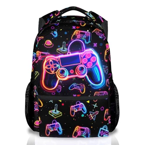 Gaming Backpack for Boys, Durable Kids Bookbag for Gamer Students; 17 Inch Lightweight Travel Daypack Featuring Padded Shoulder Straps for School, Hiking, and Outdoor Activities - color: Colorful