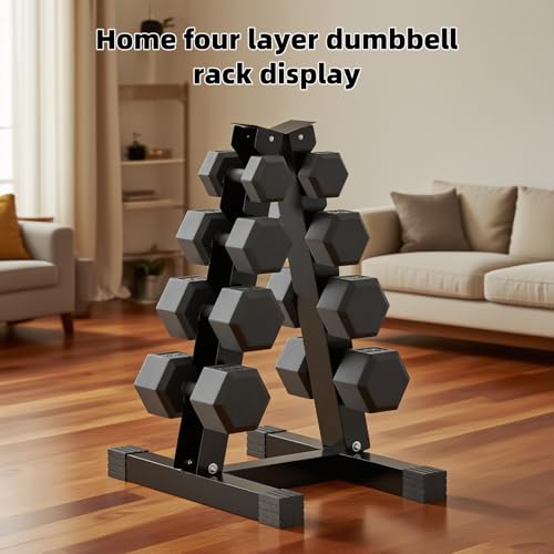 4-Tier Dumbbell Rack Stand, A-Frame Metal Weight Rack with Handle – Space-Saving Strength Training Dumbbell Storage for Home Gym - color: Black 4 Tier