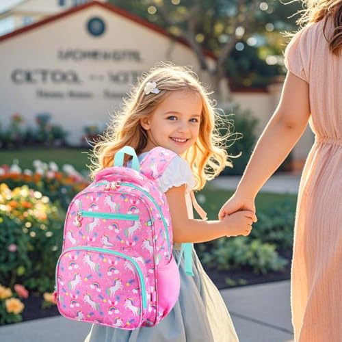 RHCPFOVR Kids Backpack for Girls - Girls Backpack 3-8 Ages Unicorn for Kids 15 Inch School Bookbag for Kindergarten Elementary School Bookbag for Girl 1st 2nd Grade - style: Pink Unicorn