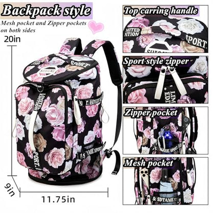 Gym Duffle Bag Backpack with Shoe Compartment,4 ways Travel Backpack for Women and Men,Multi-Functional Weekender bag with Waterproof Layer&Laptop Compartment for Fitness, Travel,Camping - color: Red