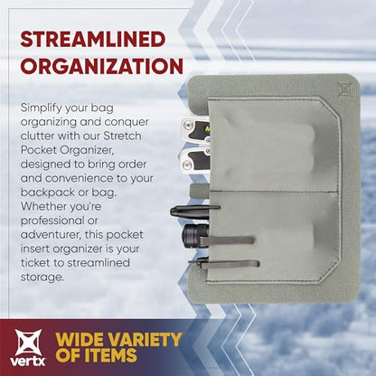 Vertx Stretch Pocket Organizer Insert Attachment for Backpack, Bag Organization, Large - size: Large / 1 Pack
