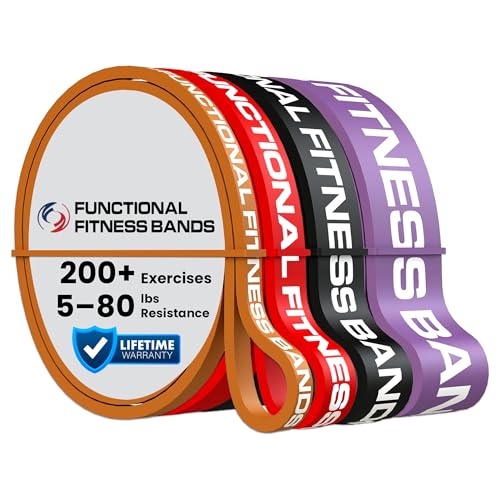 Rubberbanditz Pull Up Assist Bands Set of 3 by Functional Fitness. Heavy Duty Resistance and Assistance Training Bands - color: Combo Packs - #1 Orange, #2 Red, #3 Black #4 Purple