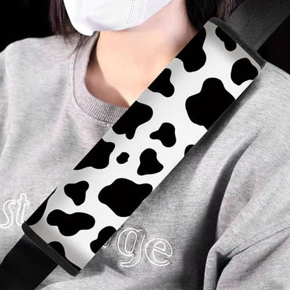 Car Seat Belt Pad Cover, 4-Pack Soft Car Safety Seat Belt Strap Shoulder Pad for Adults and Children, Suitable for Car Seat Belt, Backpack, Shoulder Bag (Cow Pattern) - color: 4 pack cow cover