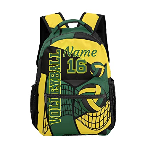 Volleyball Green Gold Black Backpack Shoulder Shopping Bag Travel Casual Bags with Name Text - color: Backpack 20