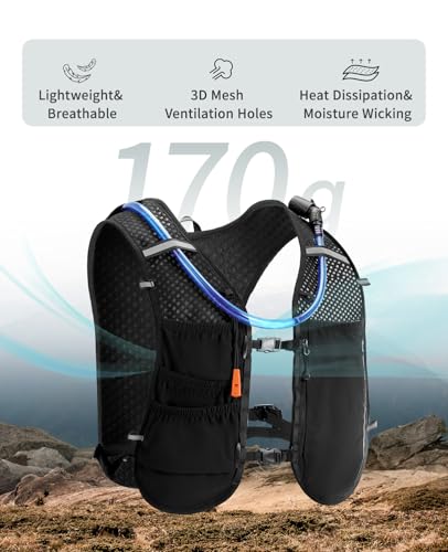 ECOHUB Running Hydration Vest Backpack,Lightweight Breathable Pack with 2L Water Bladder Bag Daypack for Hiking Trail Running Cycling Race Marathon for Women Men | Ultra-lightweight,2L water bladder,smart waterproof pockets,reflective trims emergency whis
