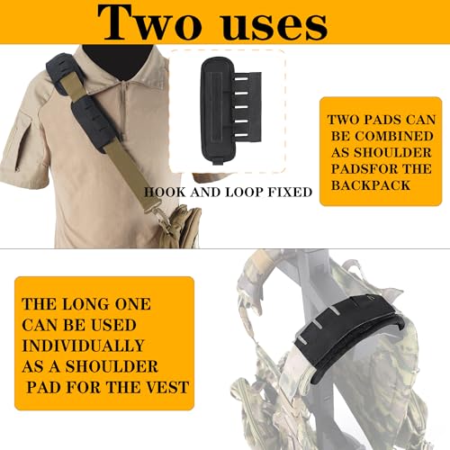 2-in-1 Tactical MOLLE Plate Carrier & Backpack Shoulder Pads - Adjustable, Padded, 500D Nylon, Durable Outdoor Gear for Men & Women - color: Black