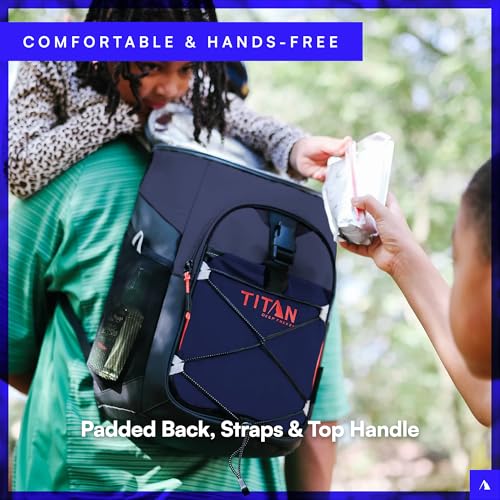 Titan by Arctic Zone Backpack Cooler, Insulated Soft Sided Bag with Leak Proof Lining and Padded Straps, for Lunch, Picnic, and Travel, 24 Can Capacity - color: Blue